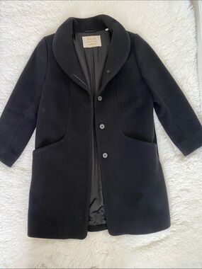 Wilfred Black Shawl Collar Wool-Blend Coat